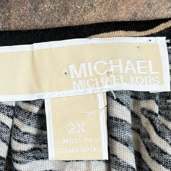 Michael Michael Kors Zebra Print 3/4 Sleeve Blouse 2X - Picture 7 of 10